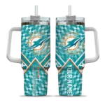 personalized miami dolphins chevron angle aqua curved tumbler best selling.webp