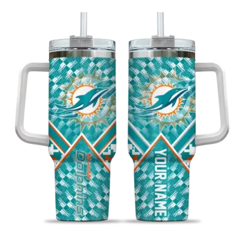 personalized miami dolphins chevron angle aqua curved tumbler best selling.webp