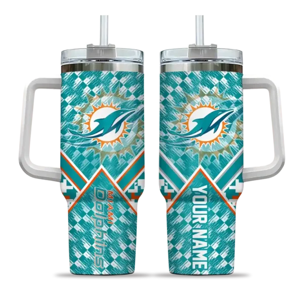 personalized miami dolphins chevron angle aqua curved tumbler best selling.webp