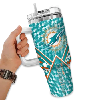 personalized miami dolphins chevron angle aqua curved tumbler fashion forward.webp