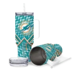 personalized miami dolphins chevron angle aqua curved tumbler best selling.webp