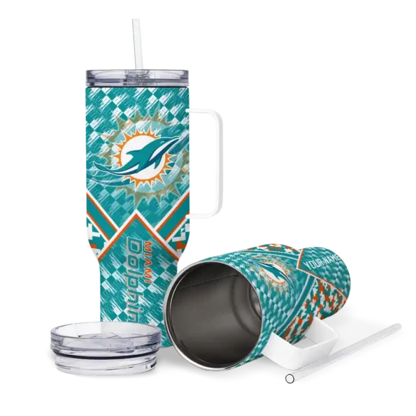 personalized miami dolphins chevron angle aqua curved tumbler high quality.webp