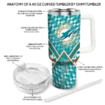 personalized miami dolphins chevron angle aqua curved tumbler best selling.webp