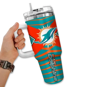 personalized miami dolphins chevron layers aqua curved tumbler fashion forward.webp