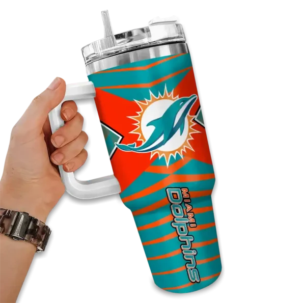 personalized miami dolphins chevron layers aqua curved tumbler fashion forward.webp
