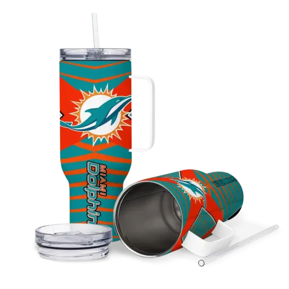 personalized miami dolphins chevron layers aqua curved tumbler high quality.webp