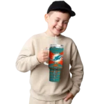 personalized miami dolphins chevron layers aqua curved tumbler best selling.webp
