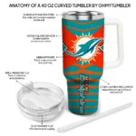 personalized miami dolphins chevron layers aqua curved tumbler best selling.webp