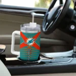 personalized miami dolphins chevron layers aqua curved tumbler best selling.webp