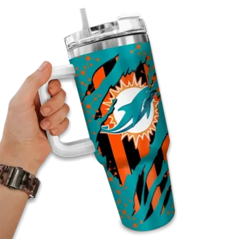 personalized miami dolphins claw cut aqua black curved tumbler fashion forward.webp