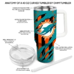personalized miami dolphins claw cut aqua black curved tumbler best selling.webp