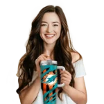 personalized miami dolphins claw cut aqua black curved tumbler best selling.webp