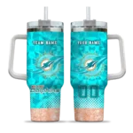 personalized miami dolphins geometric prism aqua curved tumbler best selling.webp