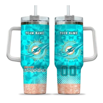 personalized miami dolphins geometric prism aqua curved tumbler best selling.webp
