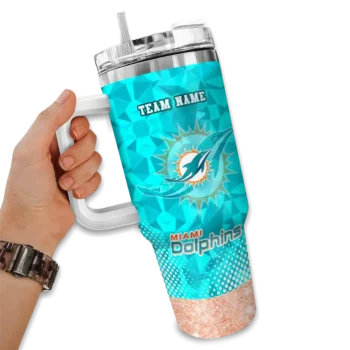 personalized miami dolphins geometric prism aqua curved tumbler fashion forward.webp