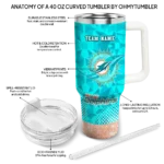 personalized miami dolphins geometric prism aqua curved tumbler best selling.webp