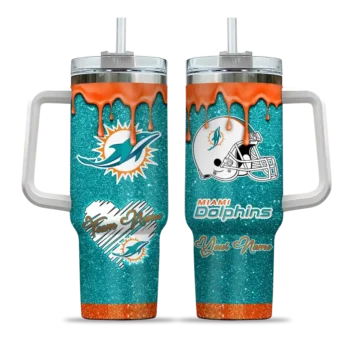 personalized miami dolphins heart helmet motif aqua curved tumbler best selling.webp
