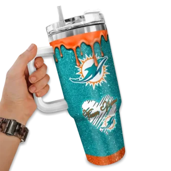personalized miami dolphins heart helmet motif aqua curved tumbler fashion forward.webp