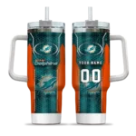 personalized miami dolphins hexagon armor aqua curved tumbler best selling.webp