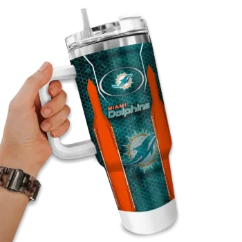 personalized miami dolphins hexagon armor aqua curved tumbler fashion forward.webp