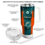personalized miami dolphins hexagon armor aqua curved tumbler best selling.webp