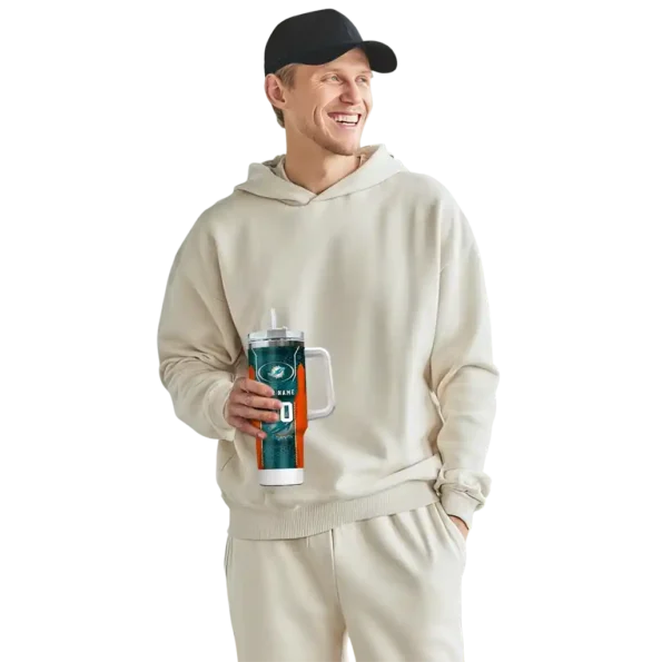personalized miami dolphins hexagon armor aqua curved tumbler top rated.webp