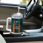 personalized miami dolphins hexagon armor aqua curved tumbler best selling.webp