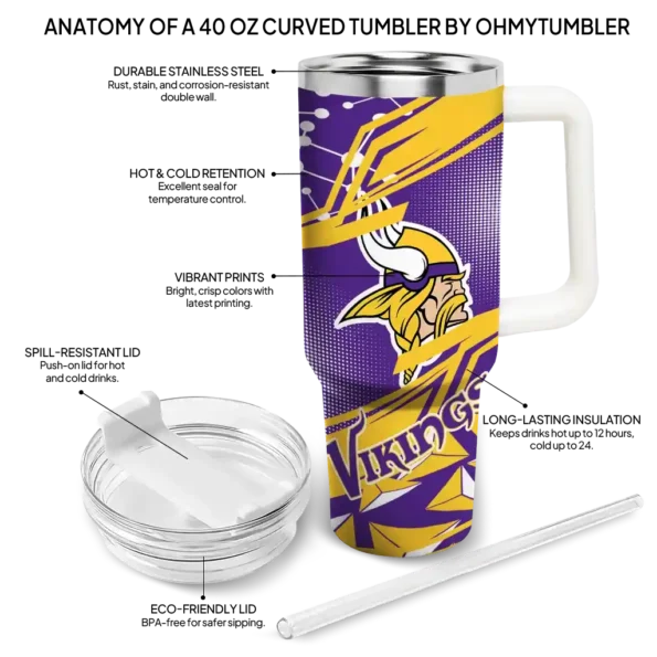 personalized minnesota vikings abstract paths purple curved tumbler new arrival.webp