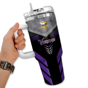 personalized minnesota vikings arrow armor purple black curved tumbler fashion forward.webp