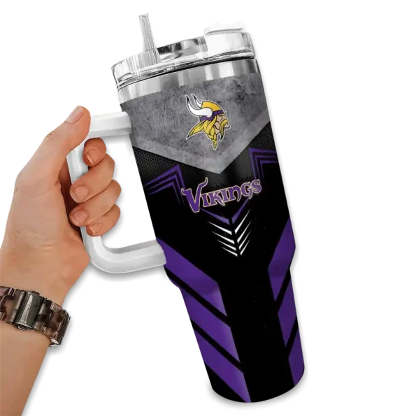 personalized minnesota vikings arrow armor purple black curved tumbler fashion forward.webp