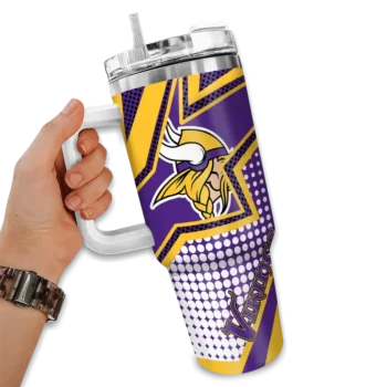 personalized minnesota vikings arrow burst purple curved tumbler fashion forward.webp