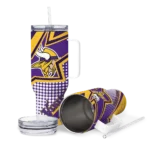 personalized minnesota vikings arrow burst purple curved tumbler best selling.webp