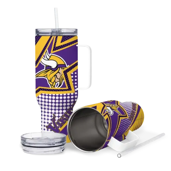 personalized minnesota vikings arrow burst purple curved tumbler high quality.webp