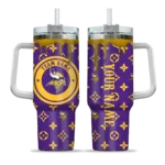 personalized minnesota vikings bullseye drips purple curved tumbler best selling.webp