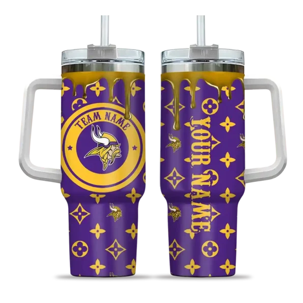 personalized minnesota vikings bullseye drips purple curved tumbler best selling.webp