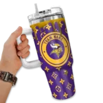 personalized minnesota vikings bullseye drips purple curved tumbler best selling.webp