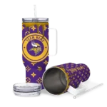 personalized minnesota vikings bullseye drips purple curved tumbler best selling.webp