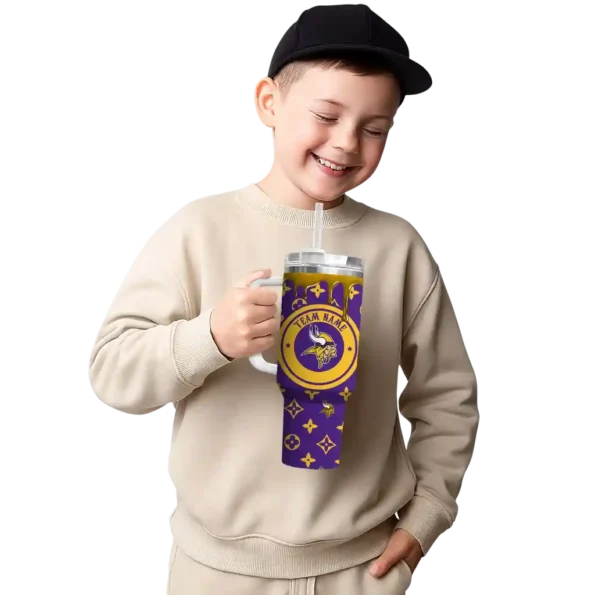 personalized minnesota vikings bullseye drips purple curved tumbler latest model.webp