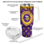 personalized minnesota vikings bullseye drips purple curved tumbler best selling.webp