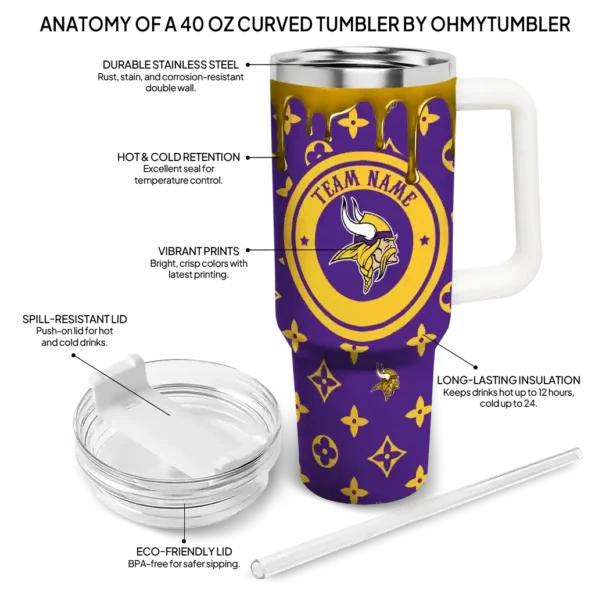 personalized minnesota vikings bullseye drips purple curved tumbler new arrival.webp
