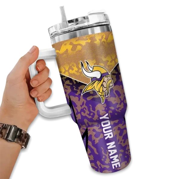 personalized minnesota vikings chevron stripe purple curved tumbler fashion forward.webp