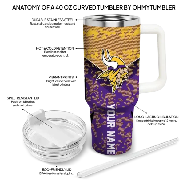 personalized minnesota vikings chevron stripe purple curved tumbler new arrival.webp