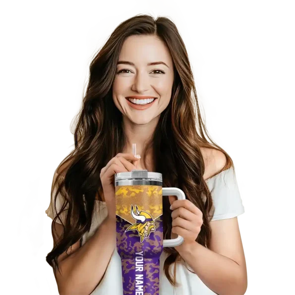 personalized minnesota vikings chevron stripe purple curved tumbler premium grade.webp