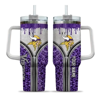 personalized minnesota vikings leopard zipper purple curved tumbler best selling.webp