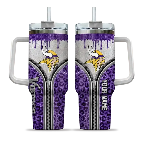 personalized minnesota vikings leopard zipper purple curved tumbler best selling.webp