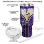 personalized minnesota vikings leopard zipper purple curved tumbler best selling.webp