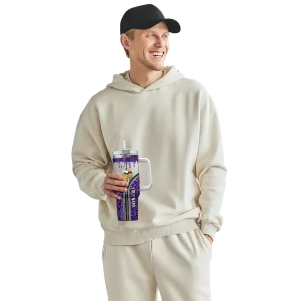 personalized minnesota vikings leopard zipper purple curved tumbler top rated.webp
