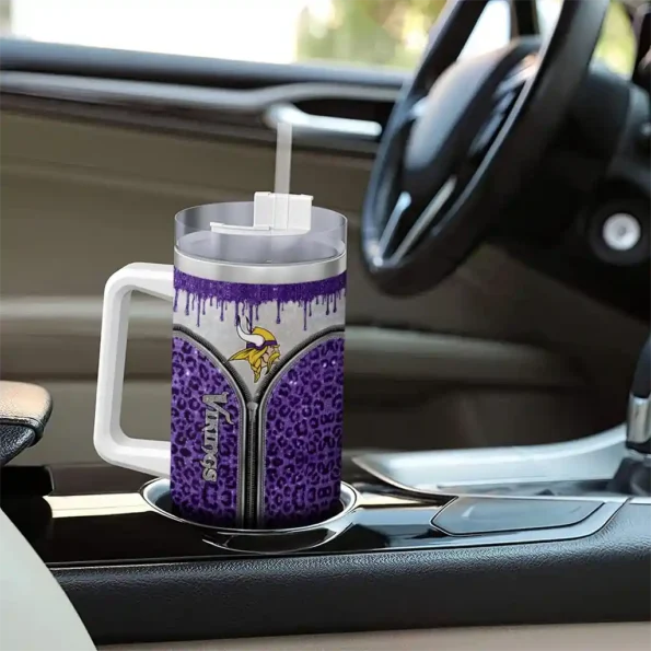 personalized minnesota vikings leopard zipper purple curved tumbler trendy.webp