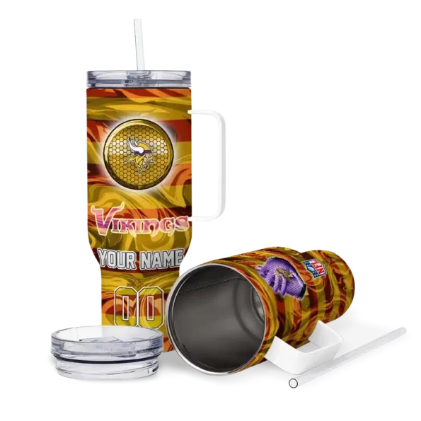 personalized minnesota vikings marbled stripes purple curved tumbler high quality.webp