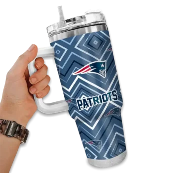 personalized new england patriots bold diamonds blue curved tumbler fashion forward.webp